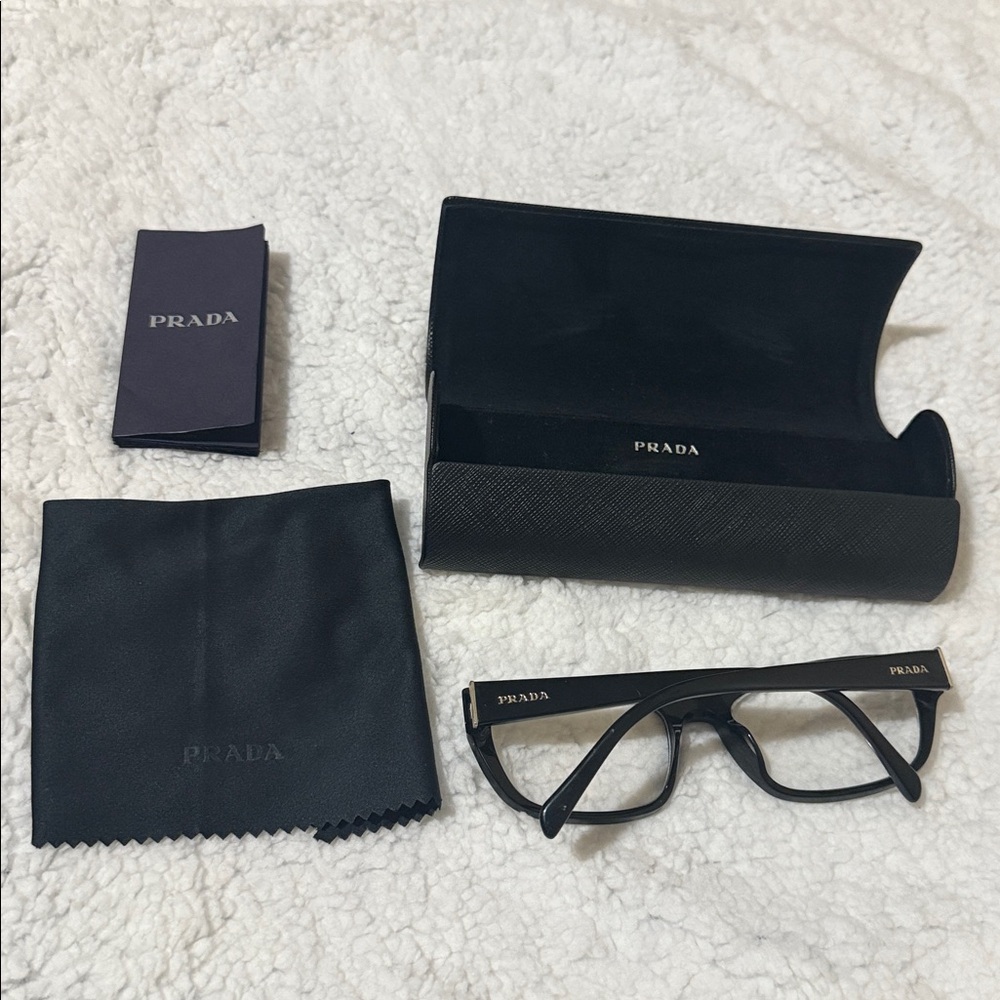 Prada Black Designer Eyeglasses with Case 
Frame is a classic - Picture 4 of 4